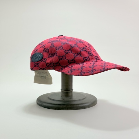 GUCCI古馳雙G老花滿LOGO棒球帽 S碼
