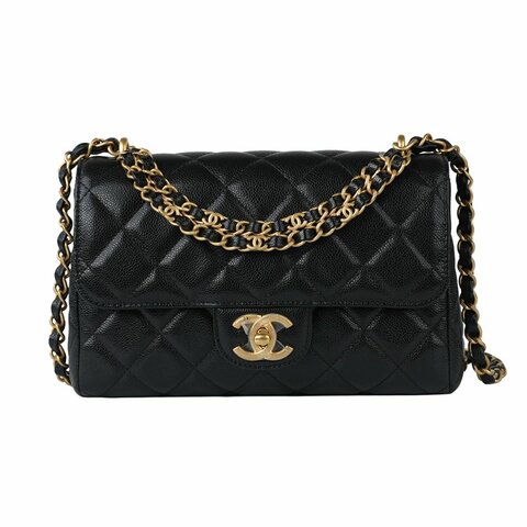鑒定師的收藏｜香奈兒 雙鏈帶口蓋包 黑色金扣 晶片款 CHANEL 25P Double Chain Flap Bag 【 雙鏈設計 20cm 黃金尺寸 】
