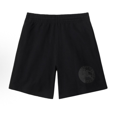 Burberry博柏利 純色Logo提花鬆緊腰 休閒短褲 男款 黑色