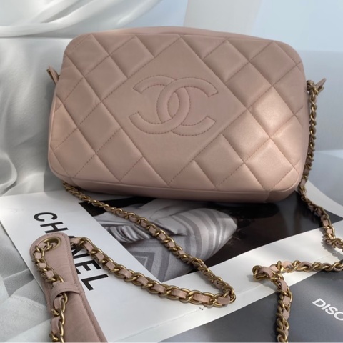 💎Chanel香奈兒｜櫻花粉相機包｜95新19開