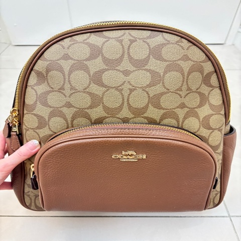 coach 老花後背包 經典咖色