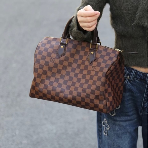 路易威登LV棕棋盤格speedy30手提款  內標2012年