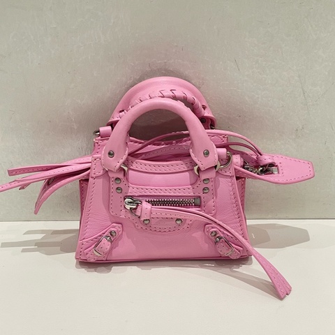 Balenciaga巴黎世家粉色超mini機車包斜挎包