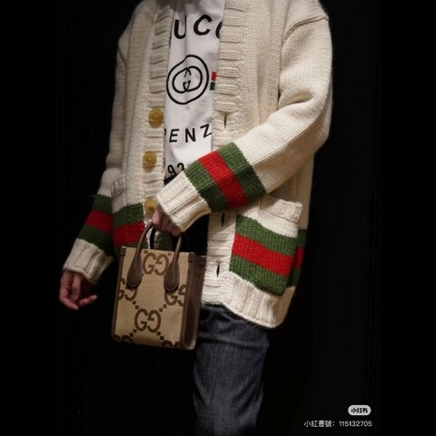 Gucci大logo老花竪版琴譜包紅綠條紋寬肩帶 98新✨️
