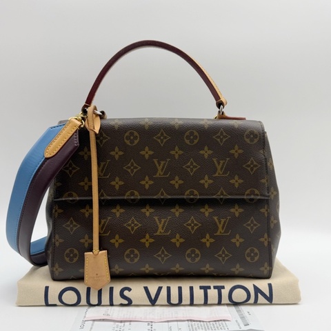 Louis Vuitton路易威登老花Cluny中號克魯尼  彩虹寬肩帶 手提單肩包  尺寸30x23CM  附件：防塵袋