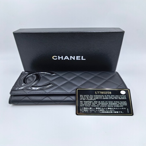 99新Chanel香奈兒黑色牛皮康鵬長款錢包，底長19，附件保卡