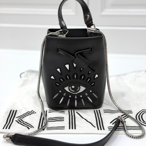 《仙闆名牌精品》kenzo EYE 眼精 黑色 水桶包 斜背包 肩背包 手提包 側背包