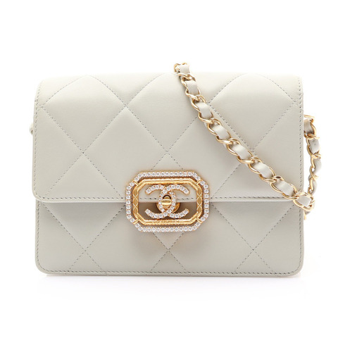 綠色 羊皮 水鑽方釦 肩背包 金扣【CHANEL 香奈兒】 AS3720