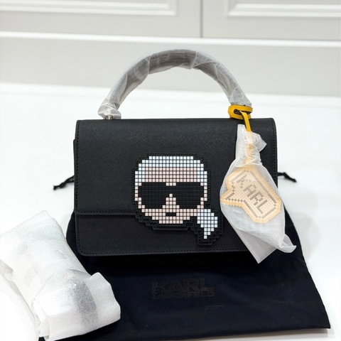 《仙闆名牌精品》Karl Lagerfeld 卡爾 Launch Pixel 黑 手提包 斜背包 肩背包 側背包
