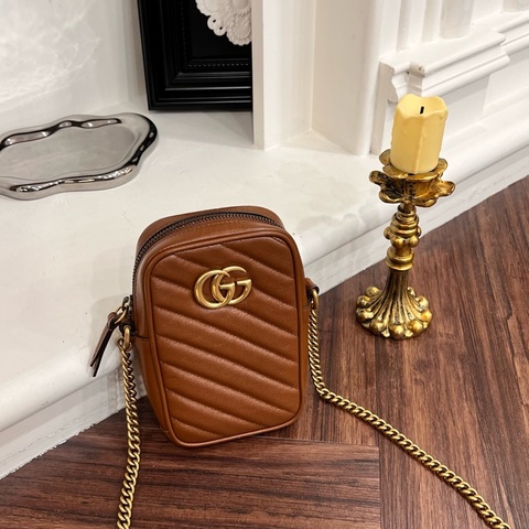 GUCCI 598597焦糖MARMONT手機包