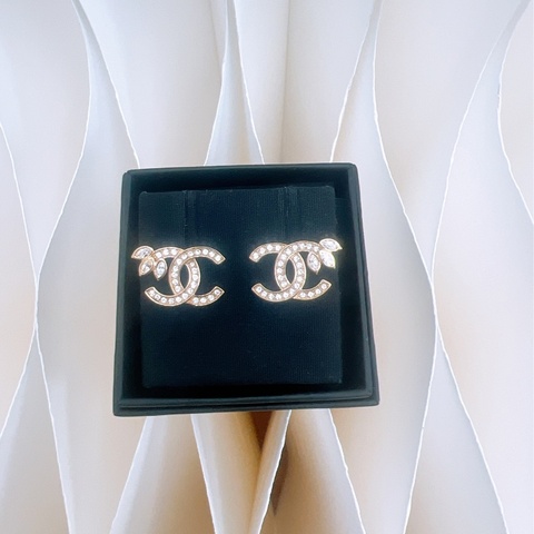 Chanel 22k 雙C水鑽耳環