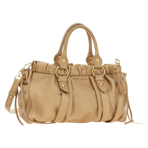 Miu Miu 手提包 皮革 兩用 米色 金色 正品 yk20467SAM