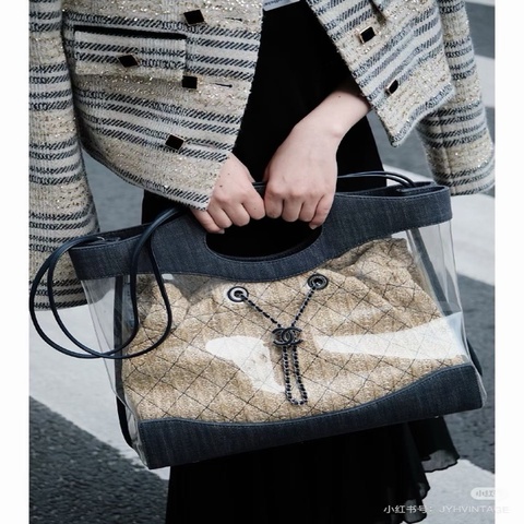 🩶 CHANEL 透明PVC拼牛仔31 Shopping Bag 大號 🩶