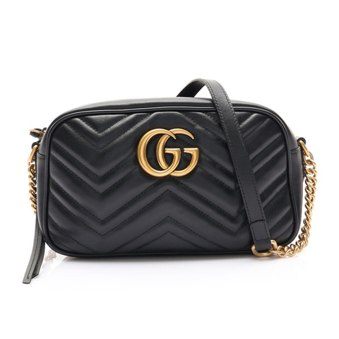 黑色 Matelasse 牛皮 GG Marmont 相機 肩背包【GUCCI 古馳】 447632