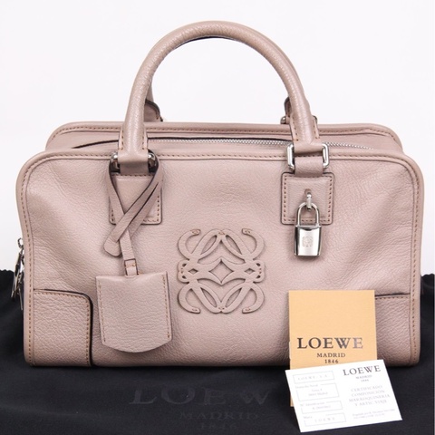 Loewe大象灰荔枝皮amazona小号锁头手提包