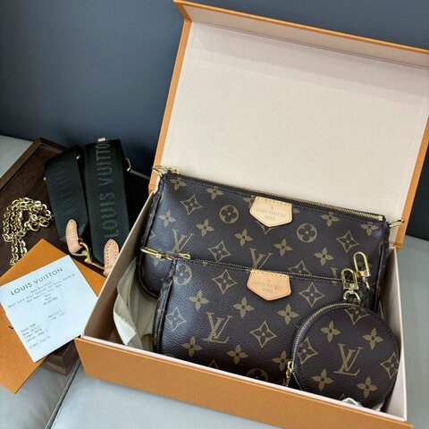 芯片款 路易威登/Louis Vuitton 綠肩帶老花五合一