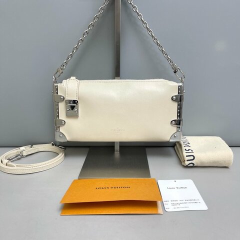 路易威登/Louis Vuitton Slim Trunk米白色全皮橫版谷愛凌盒子包