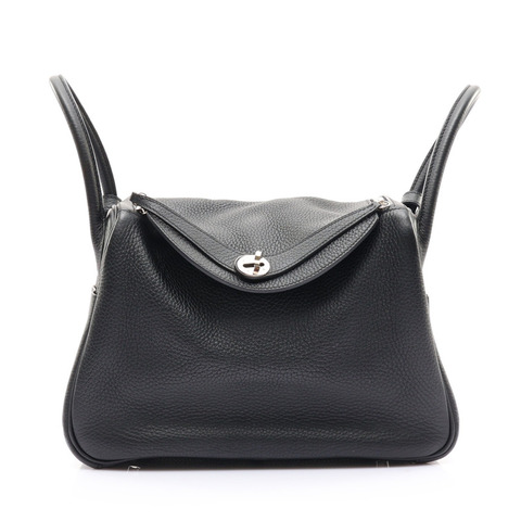 黑色 Clemence 牛皮 Lindy 30 肩背包 □Q刻 銀釦【HERMES 愛馬仕】