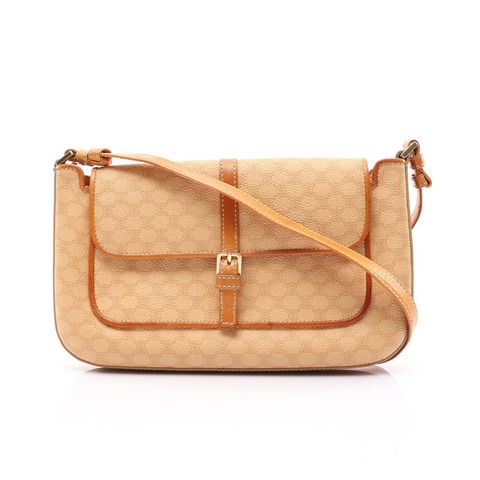 杏色 帆布 棕色 牛皮 Macadam 肩背包【CELINE 賽琳】