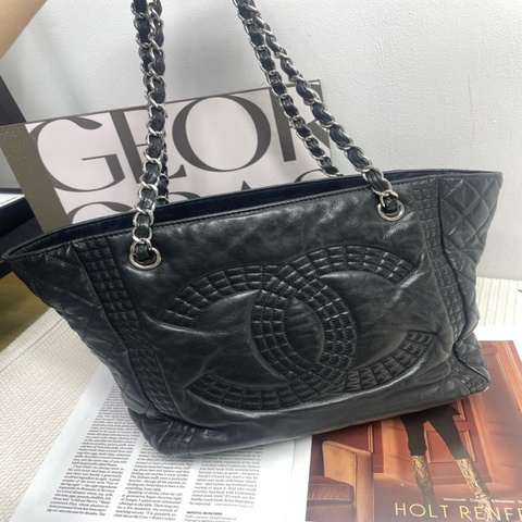 98❤️CHANEL香奈兒黑銀 tote 托特包  16開