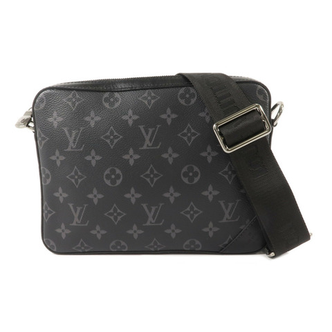 LOUIS VUITTON Monogram Eclipse Reverse Trio Messenger銀扣肩背袋灰色