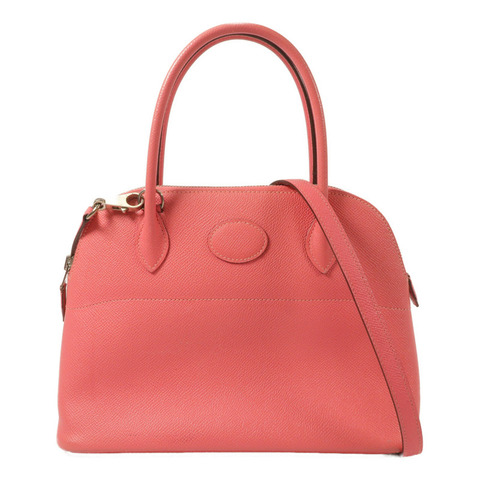 HERMES Epsom皮革Bolide 27手挽肩背兩用袋Rose Azalee