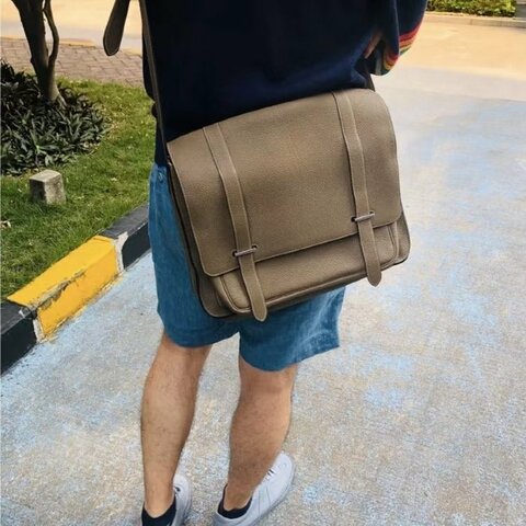HERMES Steve 銀扣 肩背斜背郵差包 38*29*11.5 98新配件塵袋