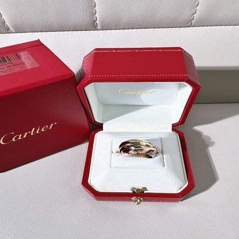 Cartier卡地亞 Trinity系列 18K三色金 超大號三環戒指，50碼