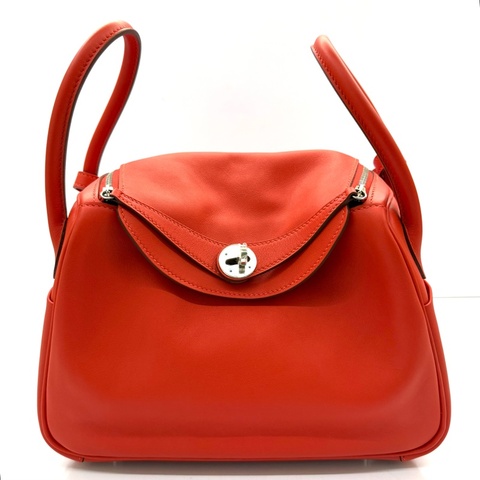 HERMES 愛馬仕 9T CAPUCINE 火焰橘LINDY 26 X刻印 SWIFT