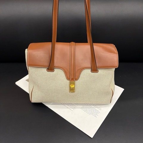 Celine 焦糖色拼棕中號soft 16單肩包