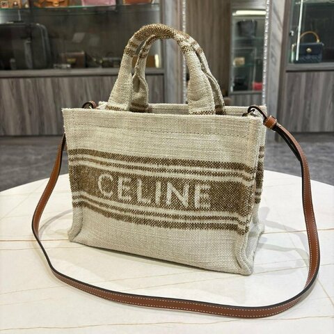 CELINE CABAS THAIS 咖色條紋托特包