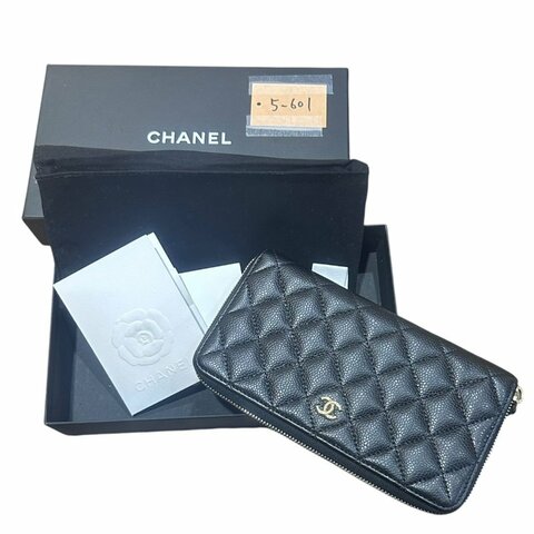 【美收精品】CHANEL 經典荔枝紋牛皮金釦拉鍊長夾 5-601 【隔月月中將轉賣至日本 上架期限30天】