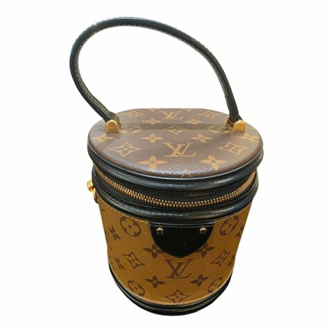 【美收精品】LV CANNES 經典花紋拼手提接復古包圓筒包/水桶包  5-653