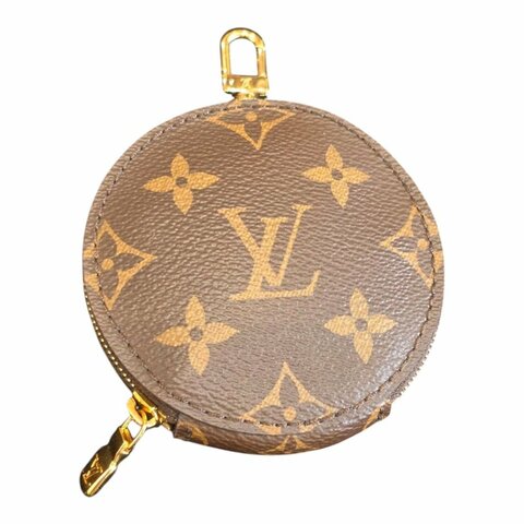 【美收精品】LV老花圓形零錢包金邊鑰匙扣飾品 5-655