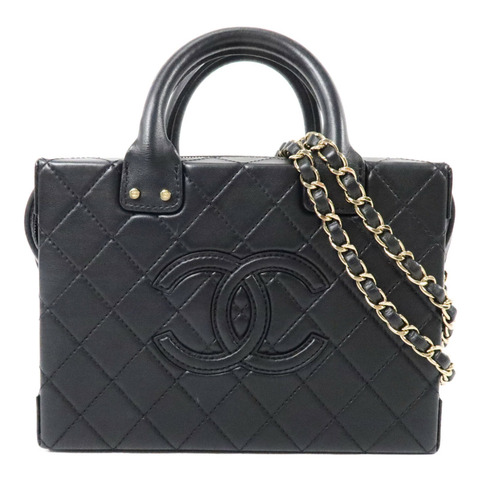 CHANEL 牛皮皮革Vanity Case鏈帶肩背袋