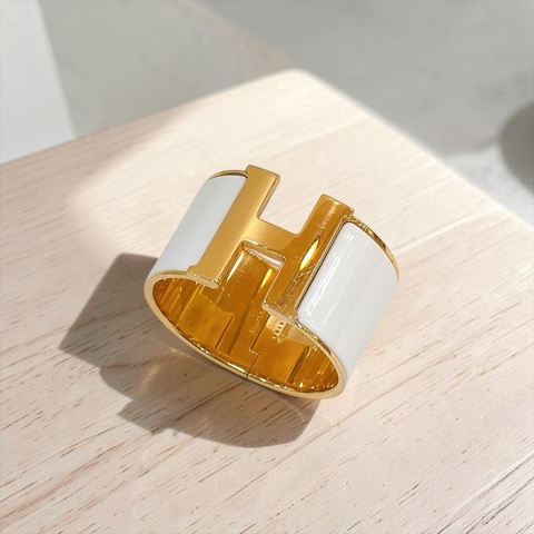 莉亞精品♡  Hermes 寬版H手環pm白金 二手美品