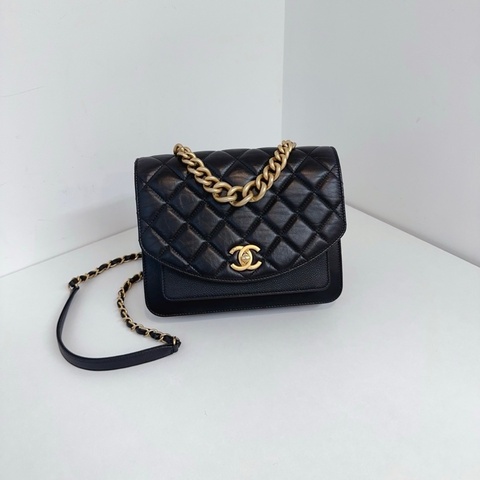 Chanel 香奈兒 黑金 孟買 風琴郵差包 口蓋包手提包斜挎包 小號