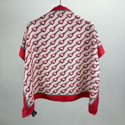 GUCCI古馳 紅色系馬蹄鐵 絲巾