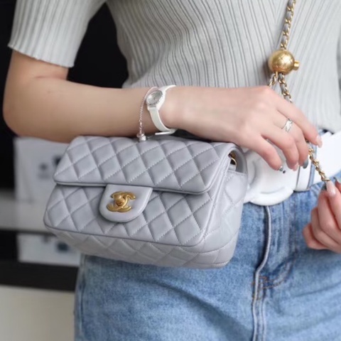 CHANEL 香奈兒金球方胖子CF20全新全配大 mini 芯片款🪻絕版香芋紫