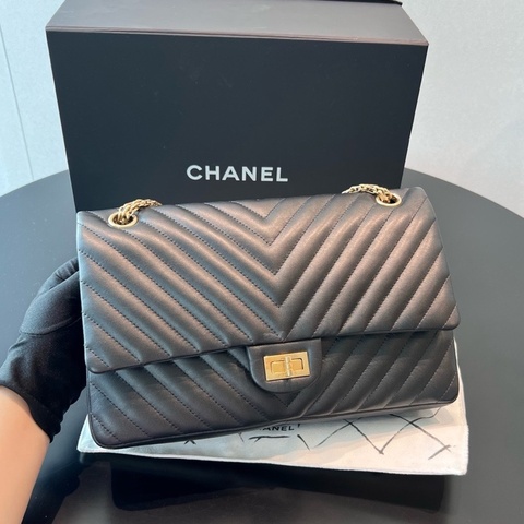Chanel香奈兒 2.55系列226 深灰色金扣