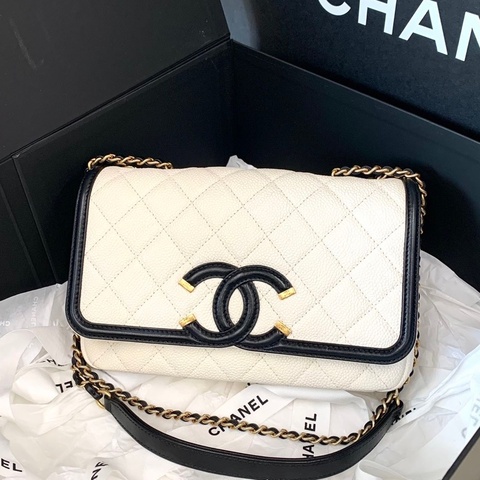 💕Chanel 香奈兒vanity鏈條單肩斜挎包 黑白熊貓配色