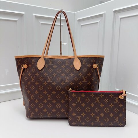 芯片款 路易威登/Louis Vuitton 經典Neverfull老花中號購物袋托特包