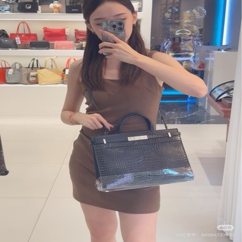 🖤 YSL 黑銀鱷魚壓紋 Manhattan 手提肩背包 🖤