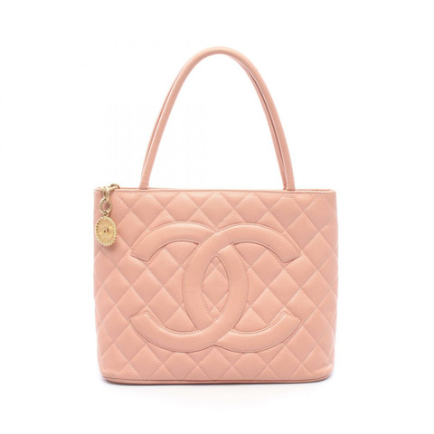 香奈兒 (CHANEL) Medallion 托特包 A01804 粒面小牛皮 粉紅色 二手 女士 金色五金