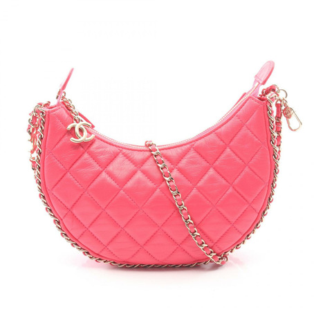 香奈兒 (CHANEL) 絎縫小號 Hobo 鏈條肩背包 AS3917 羊皮 粉紅色 二手 金色五金