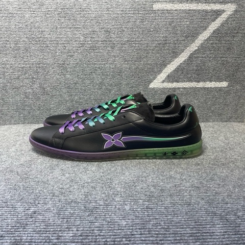 未使用 Louis Vuitton 路易威登 黑紫色皮面太陽花板鞋41.5碼