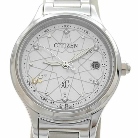 CITIZEN XC Cross Sea ES9490-87D 女士腕錶，珍珠母貝錶盤，銀色，鈦金屬，太陽能驅動，電波校時。