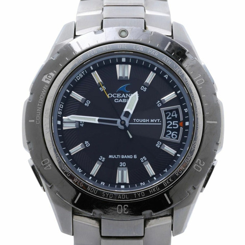 卡西歐 Oceanus OCW-P100 黑銀鈦金屬男錶