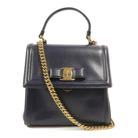 Salvatore Ferragamo 牛皮皮革2 Way Shoulder鏈帶手挽肩背兩用袋