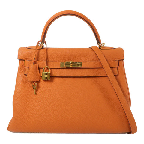 HERMES Togo皮革Kelly 28手挽肩背兩用袋Orange